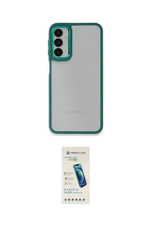 ieg™ Galaxy A14 4G Kılıf Eksen Doku Prime - Şeffaf Pasifik Cam Ekran Koruyucu
