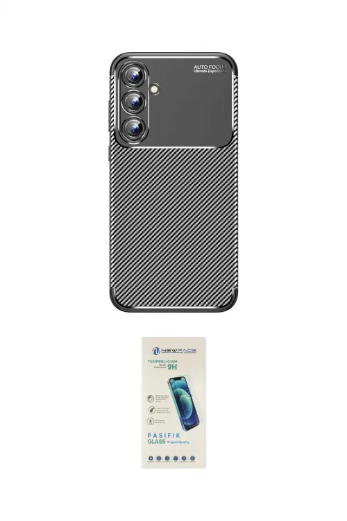 ieg™ Galaxy A15 4G Kılıf Eksen Form Prime - Şeffaf Pasifik Cam Ekran Koruyucu