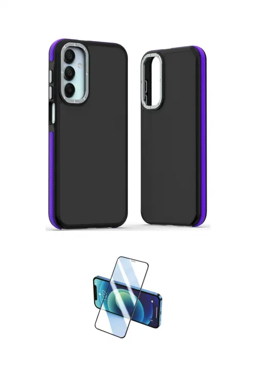 ieg™ Galaxy A15 4G Kılıf Eksen Işık - Siyah 3D Antistatik Cam Ekran Koruyucu