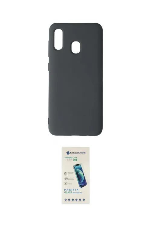 ieg™ Galaxy A20 Kılıf Ahenk Serisi - Şeffaf Pasifik Cam Ekran Koruyucu