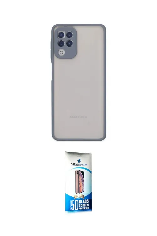 ieg™ Galaxy A22 Kılıf Ahenk Çizgi Serisi - Siyah 5D Eko Cam Ekran Koruyucu
