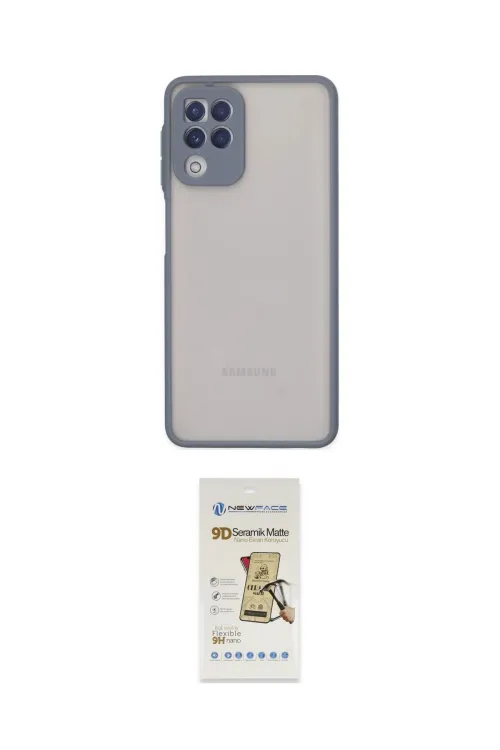 ieg™ Galaxy A22 Kılıf Ahenk Çizgi Serisi - Siyah Mat Seramik Nano Ekran Koruyucu