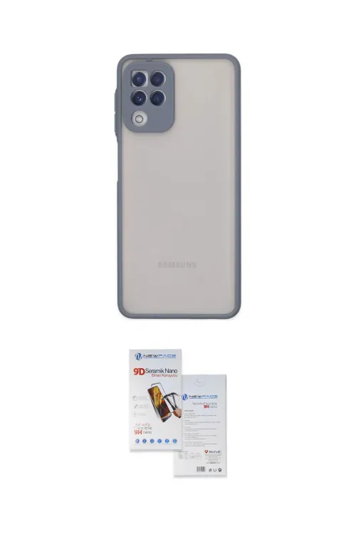 ieg™ Galaxy A22 Kılıf Ahenk Çizgi Serisi - Siyah Seramik Nano Ekran Koruyucu