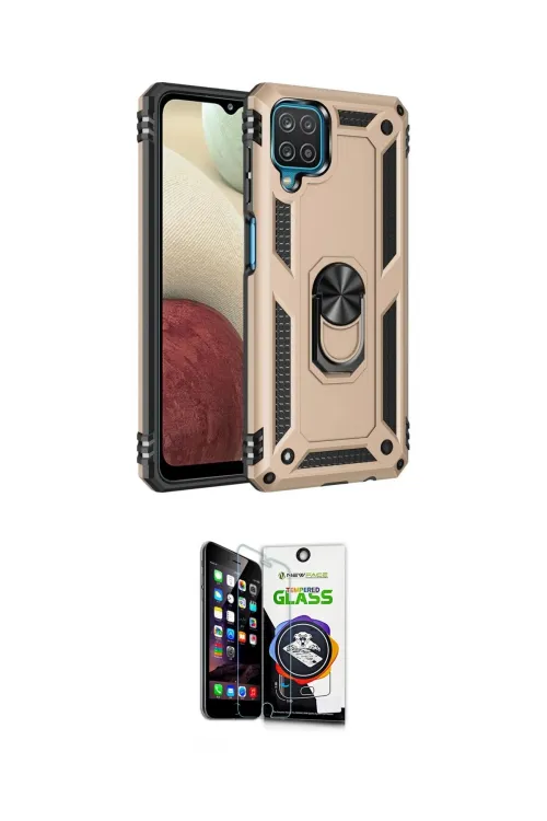 ieg™ Galaxy A22 Kılıf Ahenk Klasik Koleksiyonu - Şeffaf Temperli Cam Ekran Koruyucu