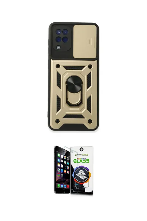 ieg™ Galaxy A22 Kılıf Ahenk Klasik - Şeffaf Temperli Cam Ekran Koruyucu