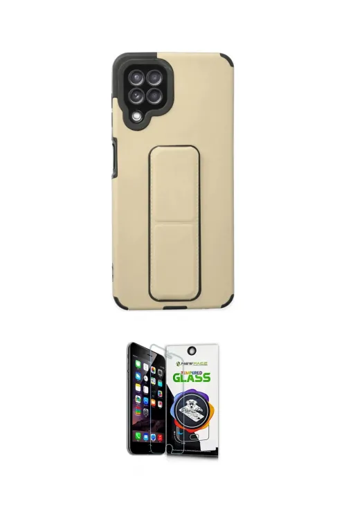 ieg™ Galaxy A22 Kılıf Çekirdek Yansıma - Şeffaf Temperli Cam Ekran Koruyucu