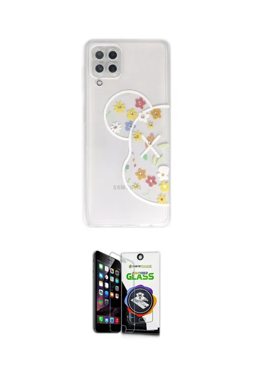 ieg™ Galaxy A22 Kılıf Eksen Asil Prime - Şeffaf Temperli Cam Ekran Koruyucu