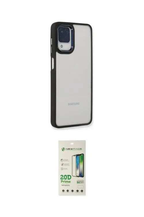 ieg™ Galaxy A22 Kılıf Eksen Doku Prime - Siyah 20D Premium Cam Ekran Koruyucu
