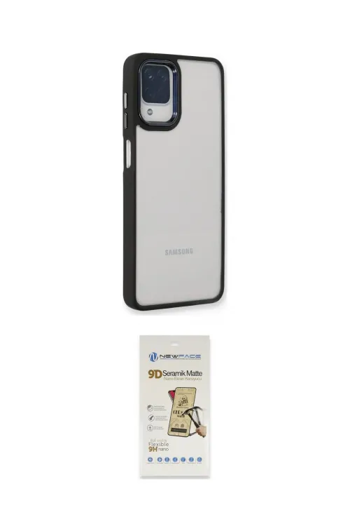 ieg™ Galaxy A22 Kılıf Eksen Doku Prime - Siyah Mat Seramik Nano Ekran Koruyucu