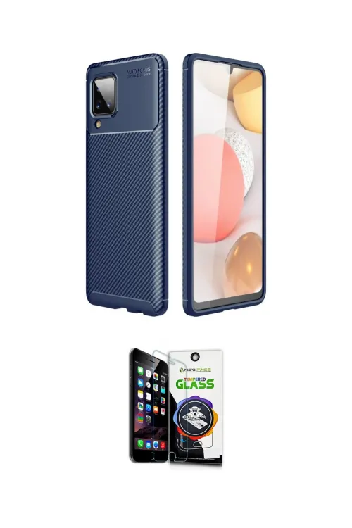 ieg™ Galaxy A22 Kılıf Eksen Form Prime - Şeffaf Temperli Cam Ekran Koruyucu