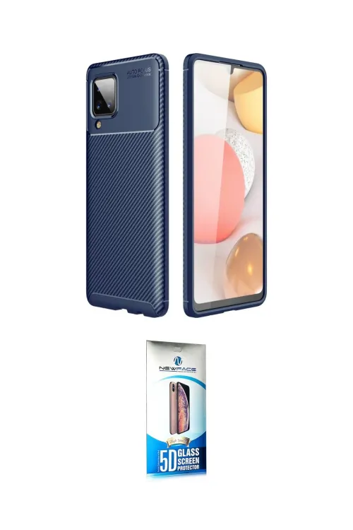 ieg™ Galaxy A22 Kılıf Eksen Form Prime - Siyah 5D Eko Cam Ekran Koruyucu