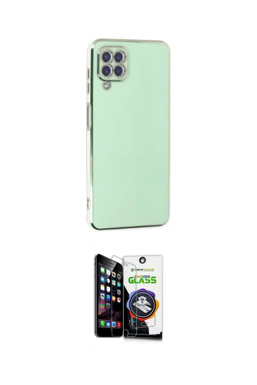 ieg™ Galaxy A22 Kılıf Yankı Serisi - Şeffaf Temperli Cam Ekran Koruyucu