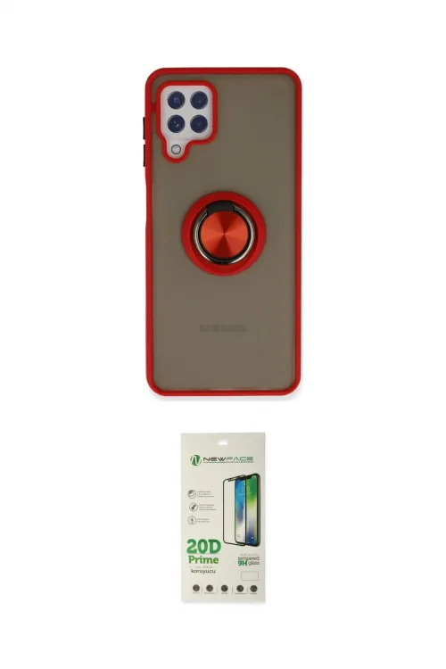 ieg™ Galaxy A22 Kılıf Yörünge Çizgi - Siyah 20D Premium Cam Ekran Koruyucu