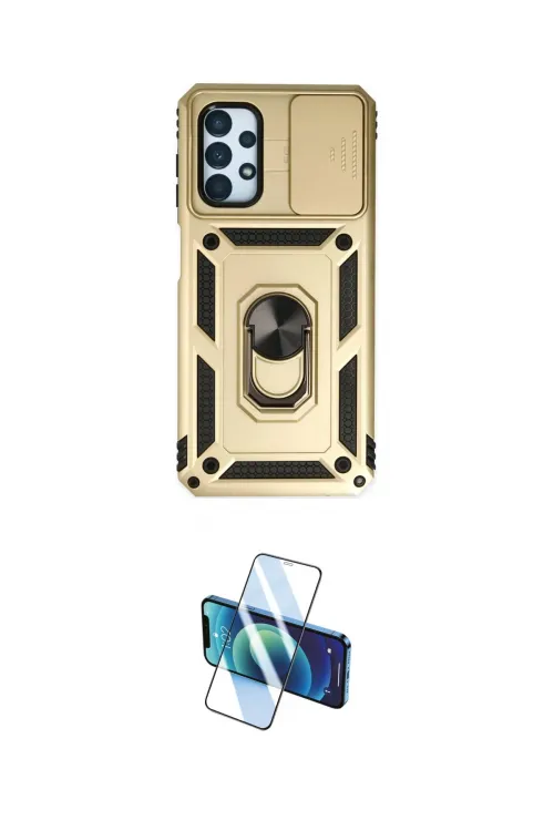 ieg™ Galaxy A23 4G Kılıf Ahenk Klasik - Siyah 3D Antistatik Cam Ekran Koruyucu