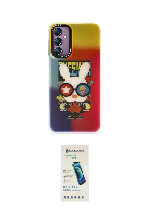 ieg™ Galaxy A24 4G Kılıf Siluet Çizgi Koleksiyonu - Şeffaf Pasifik Cam Ekran Koruyucu
