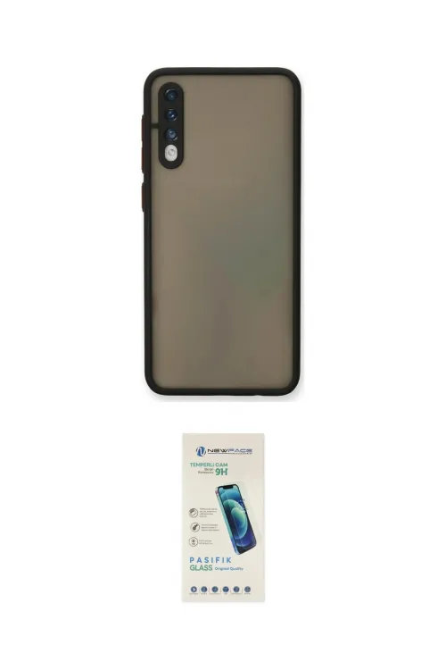 ieg™ Galaxy A30S Kılıf Ahenk Çizgi Serisi - Şeffaf Pasifik Cam Ekran Koruyucu