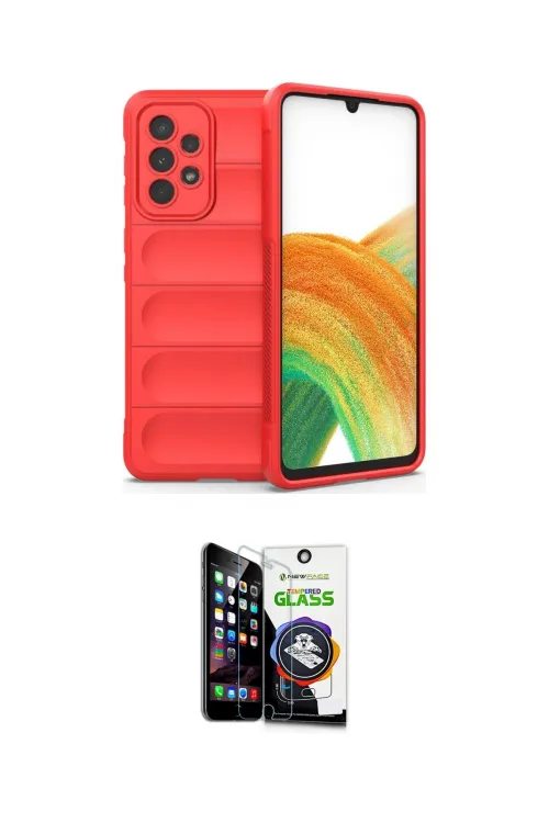 ieg™ Galaxy A33 5G Kılıf Atlas Koleksiyonu - Şeffaf Temperli Cam Ekran Koruyucu