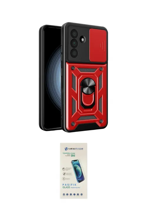 ieg™ Galaxy A37 5G Kılıf Ahenk Klasik - Şeffaf Pasifik Cam Ekran Koruyucu