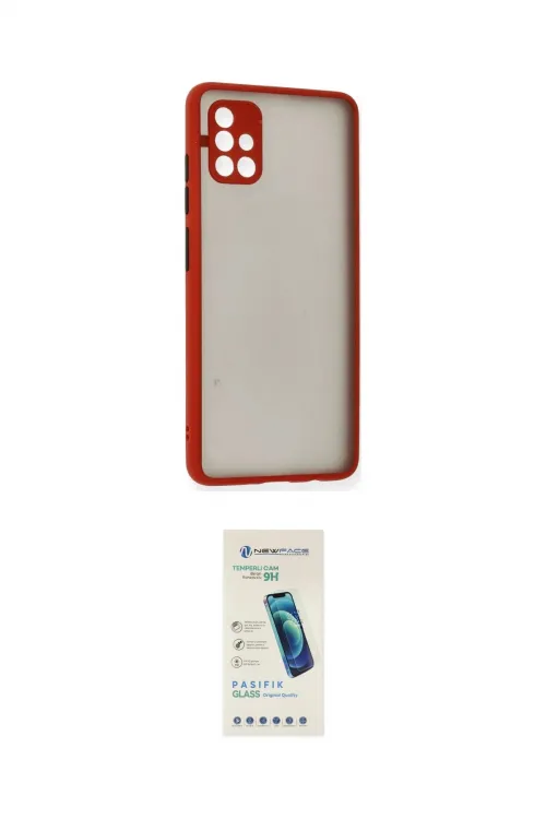 ieg™ Galaxy A51 Kılıf Ahenk Çizgi Serisi - Şeffaf Pasifik Cam Ekran Koruyucu