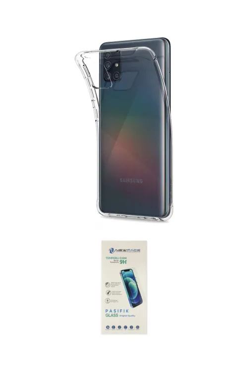 ieg™ Galaxy A51 Kılıf Zirve Doku - Şeffaf Pasifik Cam Ekran Koruyucu