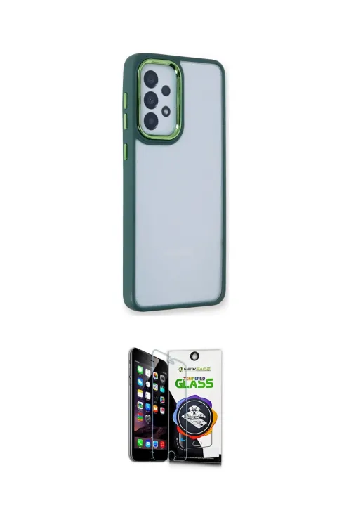 ieg™ Galaxy A53 5G Kılıf Eksen Doku Prime - Şeffaf Temperli Cam Ekran Koruyucu