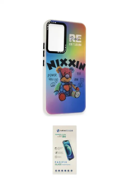 ieg™ Galaxy A54 5G Kılıf Siluet Çizgi Koleksiyonu - Şeffaf Pasifik Cam Ekran Koruyucu