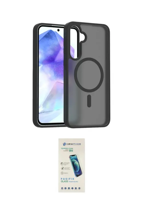 ieg™ Galaxy A55 5G Kılıf Siluet Minimal Prime - Şeffaf Pasifik Cam Ekran Koruyucu