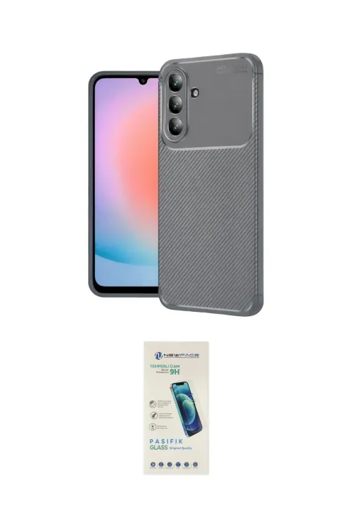 ieg™ Galaxy A57 5G Kılıf Eksen Form Prime - Şeffaf Pasifik Cam Ekran Koruyucu