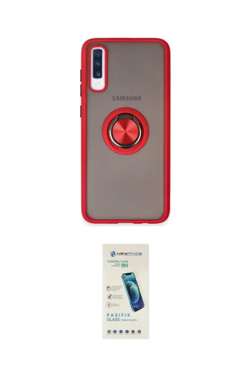 ieg™ Galaxy A70 Kılıf Yörünge Çizgi - Şeffaf Pasifik Cam Ekran Koruyucu