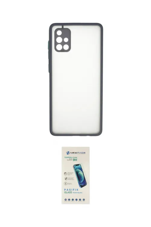 ieg™ Galaxy A71 Kılıf Ahenk Çizgi Serisi - Şeffaf Pasifik Cam Ekran Koruyucu