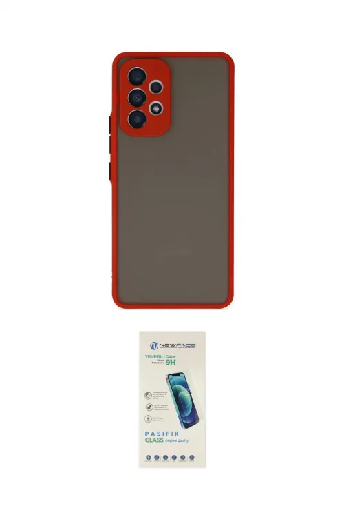 ieg™ Galaxy A73 5G Kılıf Ahenk Çizgi Serisi - Şeffaf Pasifik Cam Ekran Koruyucu