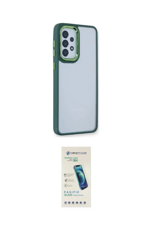 ieg™ Galaxy A73 5G Kılıf Eksen Doku Prime - Şeffaf Pasifik Cam Ekran Koruyucu
