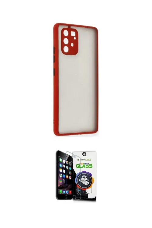 ieg™ Galaxy A91 / S10 Lite Kılıf Ahenk Çizgi Serisi - Şeffaf Temperli Cam Ekran Koruyucu