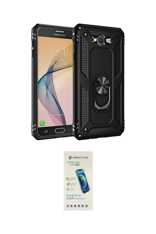 ieg™ Galaxy J7 Kılıf Ahenk Klasik Koleksiyonu - Şeffaf Pasifik Cam Ekran Koruyucu