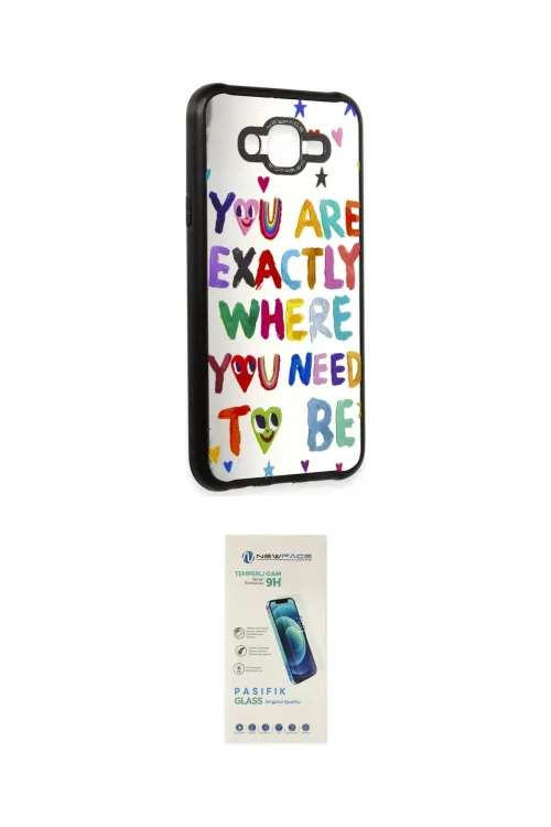 ieg™ Galaxy J7 Kılıf Odak Klasik Serisi - Şeffaf Pasifik Cam Ekran Koruyucu