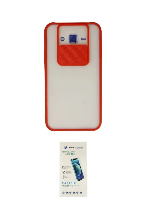 ieg™ Galaxy J7 Kılıf Vadi Çizgi - Şeffaf Pasifik Cam Ekran Koruyucu
