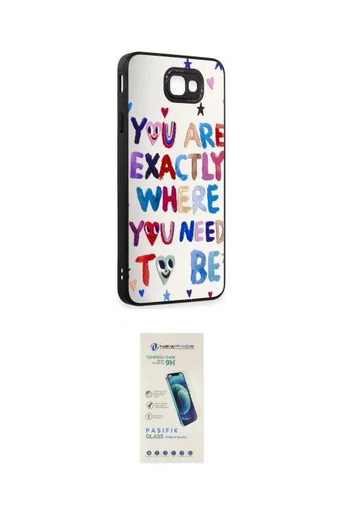 ieg™ Galaxy J7 Prime Kılıf Odak Klasik Serisi - Şeffaf Pasifik Cam Ekran Koruyucu