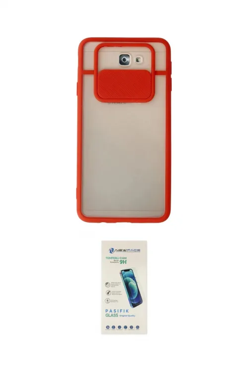 ieg™ Galaxy J7 Prime Kılıf Vadi Çizgi - Şeffaf Pasifik Cam Ekran Koruyucu