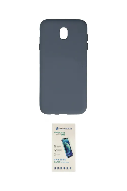ieg™ Galaxy J7 Pro / J730 Kılıf Ahenk Serisi - Şeffaf Pasifik Cam Ekran Koruyucu