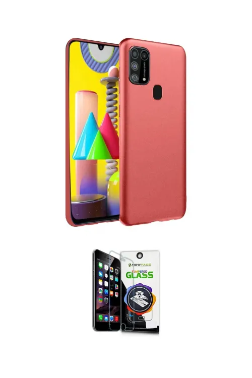 ieg™ Galaxy M31 Kılıf Ahenk Serisi - Şeffaf Temperli Cam Ekran Koruyucu