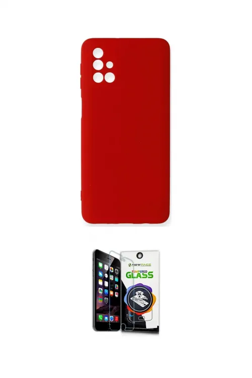 ieg™ Galaxy M31S Kılıf Ahenk Serisi - Şeffaf Temperli Cam Ekran Koruyucu