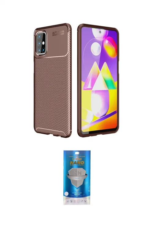 ieg™ Galaxy M31S Kılıf Eksen Form Prime - Şeffaf Royal Nano Ekran Koruyucu
