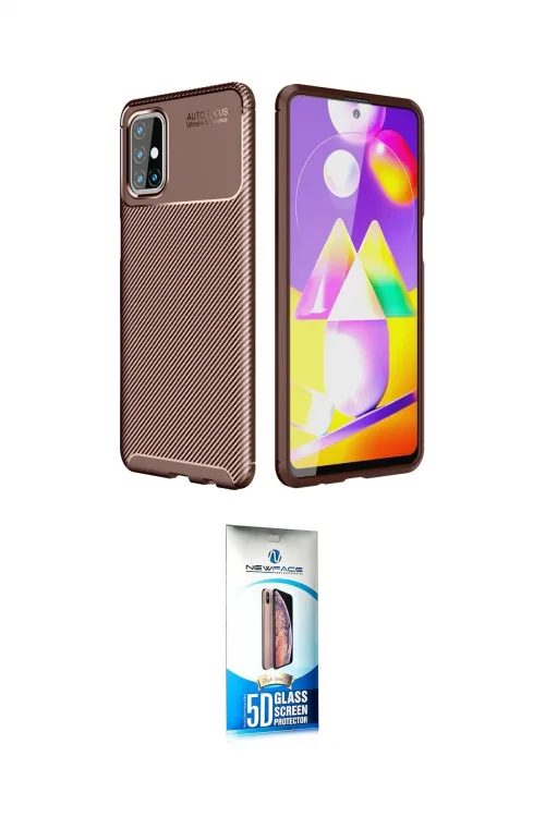 ieg™ Galaxy M31S Kılıf Eksen Form Prime - Siyah 5D Eko Cam Ekran Koruyucu