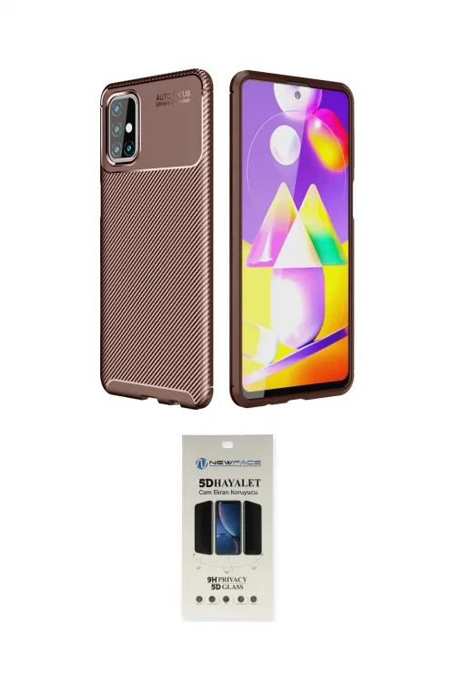 ieg™ Galaxy M31S Kılıf Eksen Form Prime - Siyah 5D Hayalet Cam Ekran Koruyucu