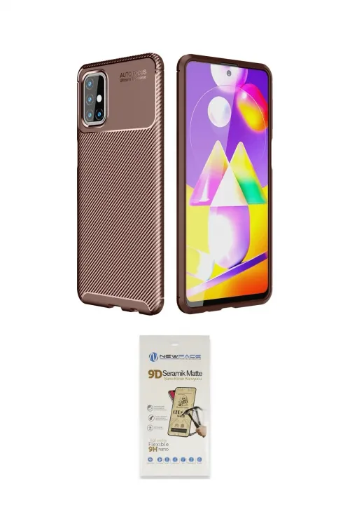 ieg™ Galaxy M31S Kılıf Eksen Form Prime - Siyah Mat Seramik Nano Ekran Koruyucu