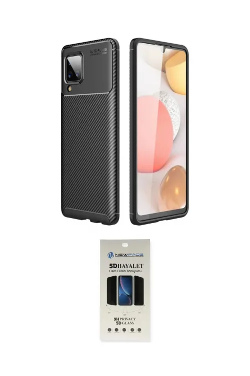 ieg™ Galaxy M33 Kılıf Eksen Form Prime - Siyah 5D Hayalet Cam Ekran Koruyucu