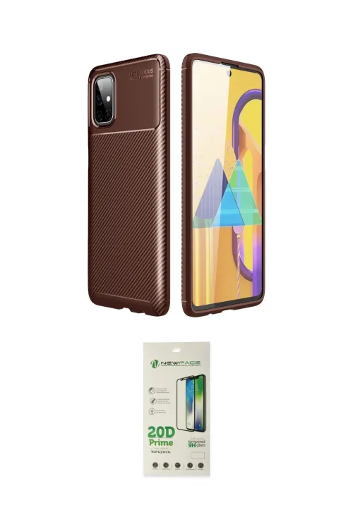 ieg™ Galaxy M51 Kılıf Eksen Form Prime - Siyah 20D Premium Cam Ekran Koruyucu