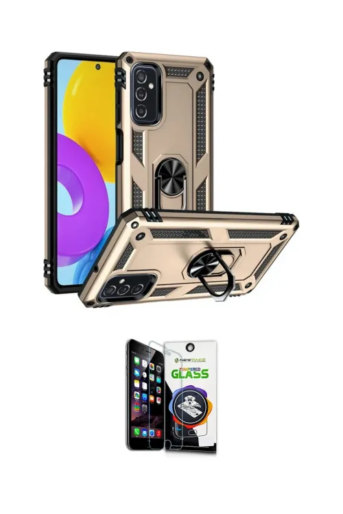 ieg™ Galaxy M52 5G Kılıf Ahenk Klasik Koleksiyonu - Şeffaf Temperli Cam Ekran Koruyucu