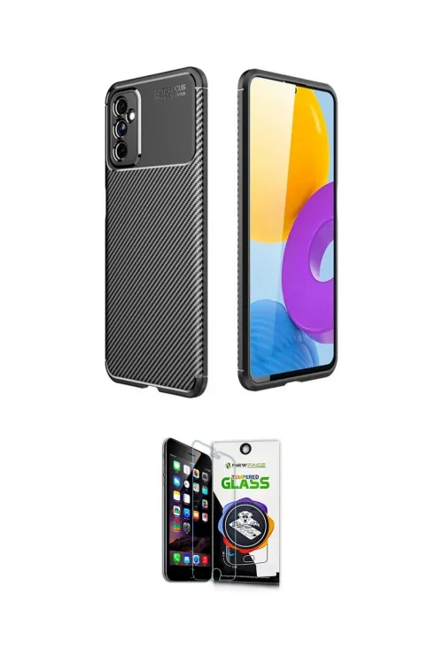 ieg™ Galaxy M52 5G Kılıf Eksen Form Prime - Şeffaf Temperli Cam Ekran Koruyucu