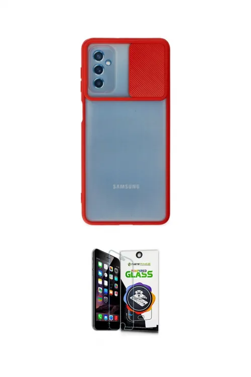 ieg™ Galaxy M52 5G Kılıf Vadi Çizgi - Şeffaf Temperli Cam Ekran Koruyucu
